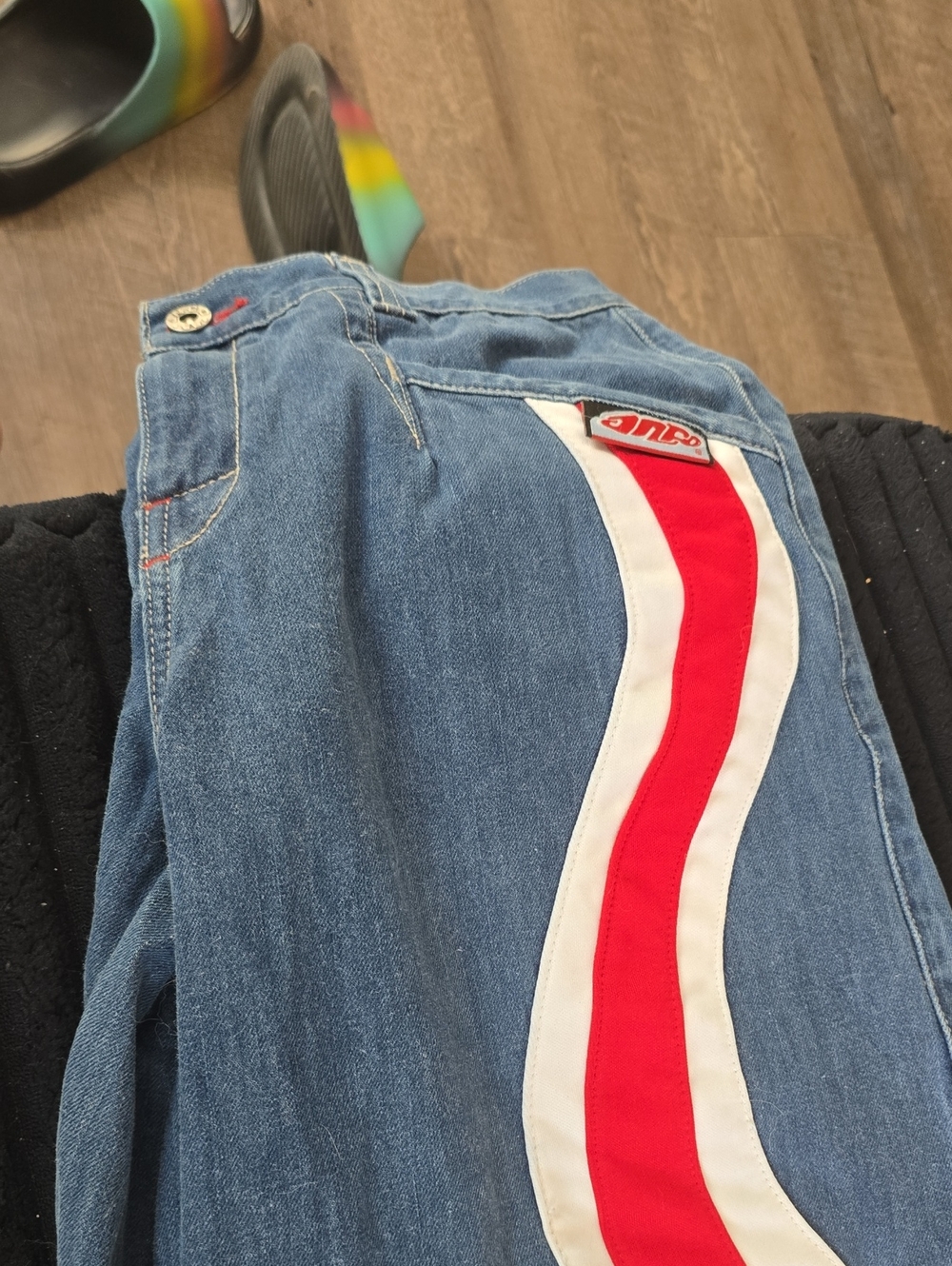 JNCO Women's Blue Jeans with Red and White Accents - Picture 2 of 3
